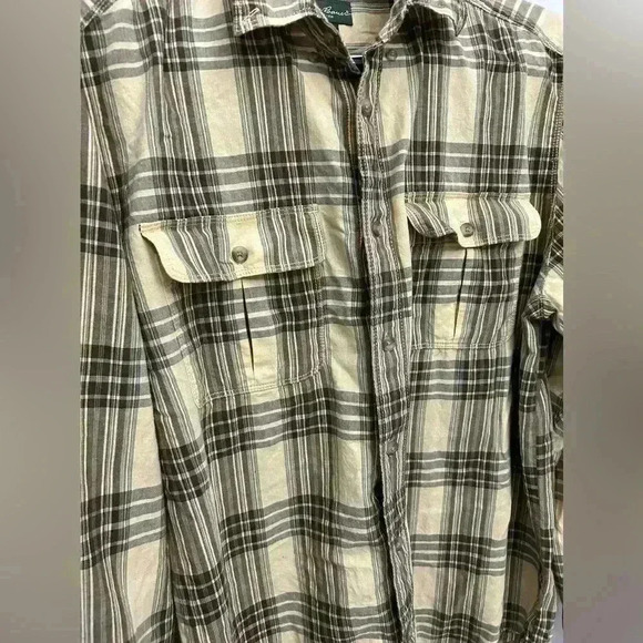 Eddie Bauer Button Up Men's Shirt Relaxed Fit Plaid Long Sleeve Yellow Size XL - Picture 3 of 6